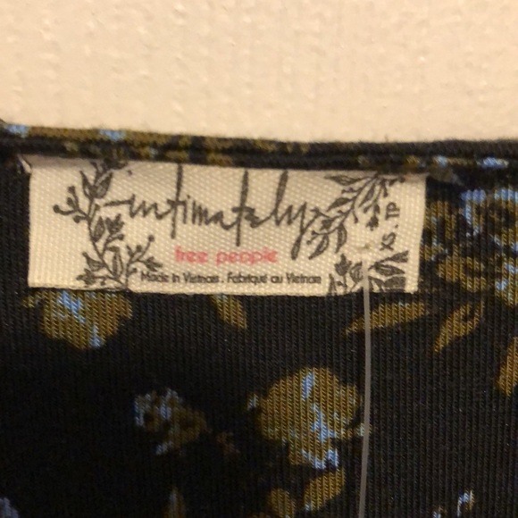 Free People Printed Turnt Black Floral Long Sleeve Bodysuit in Night Combo - Picture 4 of 6